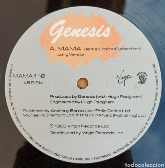 Discos de vinilo: Maxi Single Genesis - A mam - 1983/Virgin Records - Foto 3