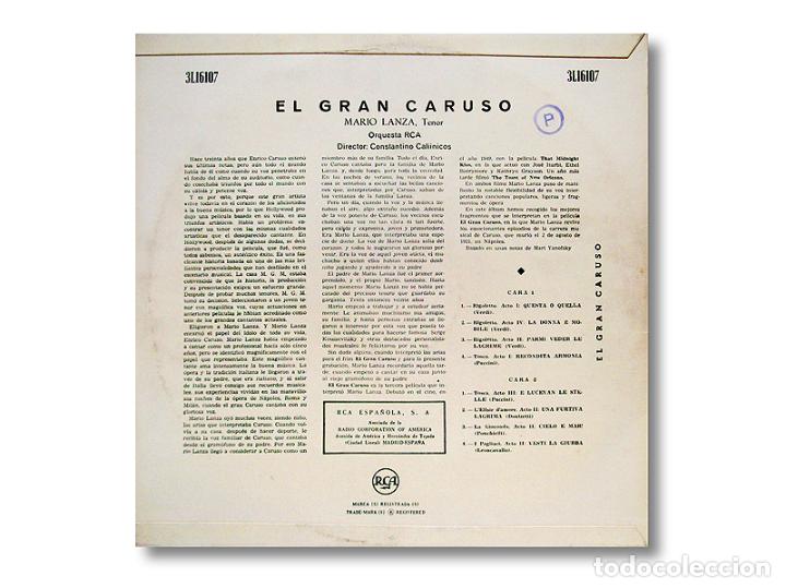 Discos de vinilo: MARIO LANZA - EL GRAN CARUSO - RCA - 1958 - Foto 2