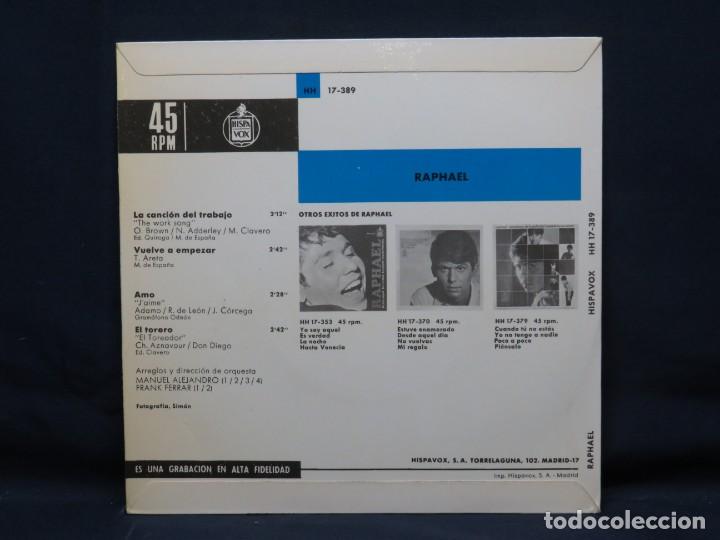 Discos de vinilo: RAPHAEL - LA CANCION DEL TRABAJO +3 - EP - Foto 2