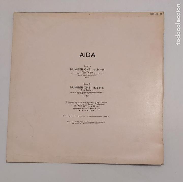 Discos de vinilo: AIDA. NUMBER ONE. MAXI SINGLE. TDKDA77 - Foto 2