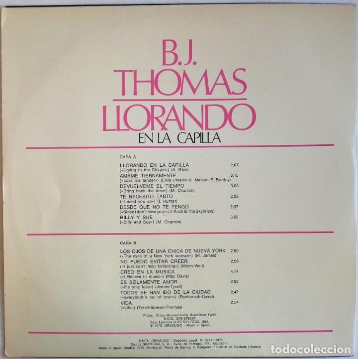 Discos de vinilo: B.J. Thomas. Llorando En La Capilla, Gramusic GM-420 - Foto 2