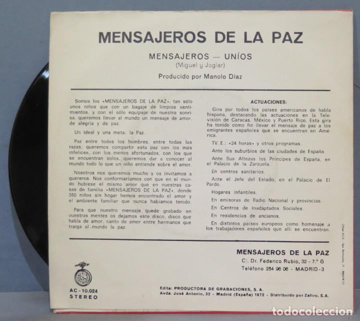 Discos de vinilo: SINGLE. MENSAJEROS DE LA PAZ - Foto 2