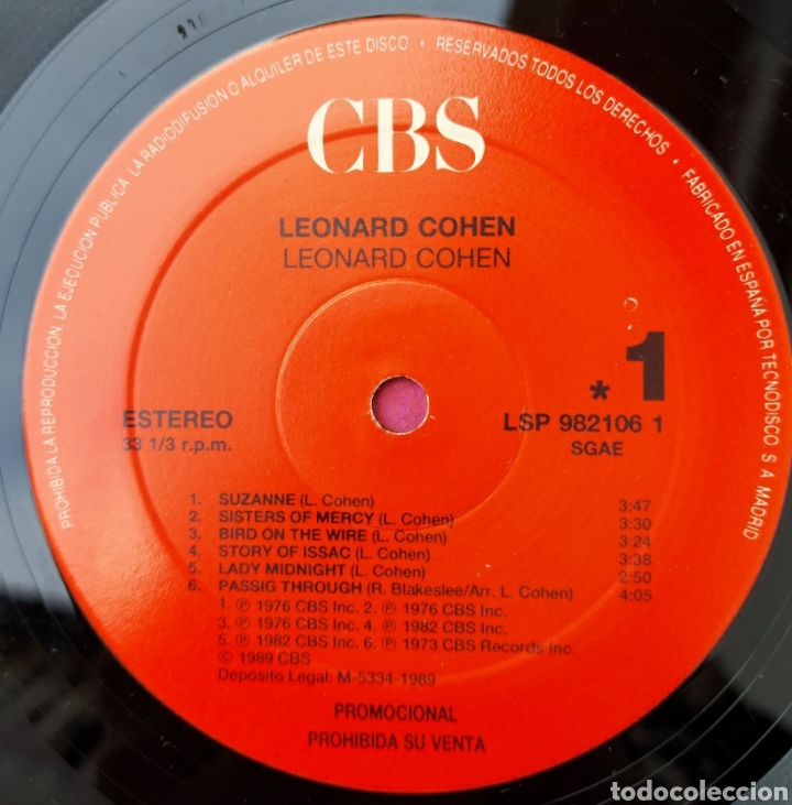 Discos de vinilo: Lp Leonard Cohen - CBS - ESPA&Ntilde;A - Foto 3