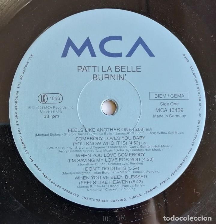 Discos de vinilo: Patti LaBelle. Burnin, MCA Records MCA 10439 - Foto 6
