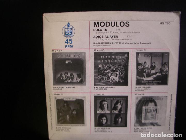 Discos de vinilo: MODULOS- SOLO T&Uacute;. SINGLE. - Foto 2