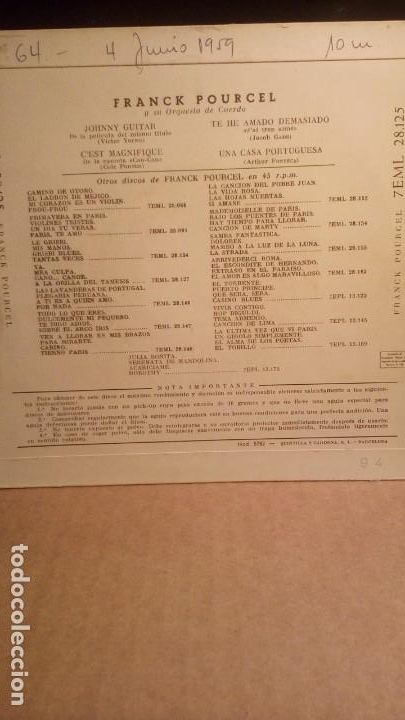 Discos de vinilo: FRANCK POURCEL Y SU ORQUESTA . - Foto 3