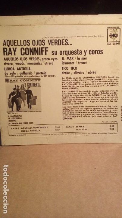 Discos de vinilo: RAY CONNIFF - AQUELLOS OJOS VERDES . - Foto 3