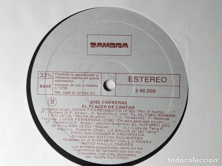 Discos de vinilo: JOSE CARRERAS EL PLACER DE CANTAR - Foto 3