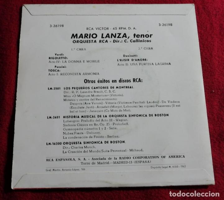 Discos de vinilo: Mario Lanza - Rigoletto / Tosca / LElisir dAmore .... - Foto 2