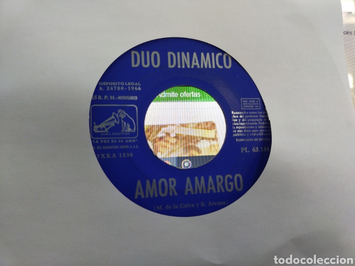 Discos de vinilo: D&uacute;o din&aacute;mico single amor amargo / &iexcl;aaa...amor! 1966 - Foto 1