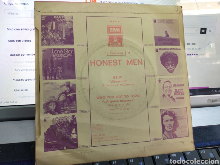 Discos de vinilo: Honest men single help! Espa&ntilde;a 1971 - Foto 2