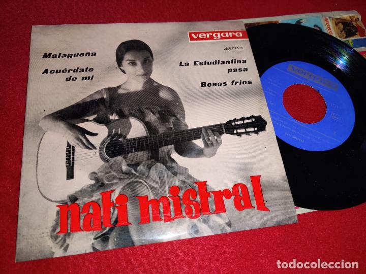 Discos de vinilo: NATI MISTRAL Malague&ntilde;a/Acuerdate de mi/La estudiantina pasa/Besos frios EP 1963 Vergara