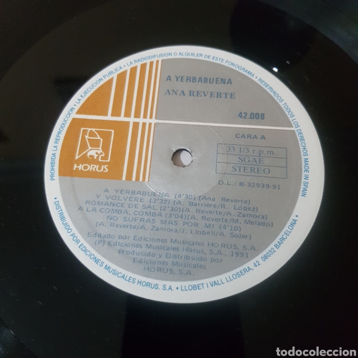 Discos de vinilo: ANA REVERTE - A YERBABUENA - Foto 3