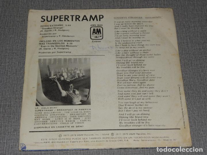 Discos de vinilo: SUPERTRAMP Spanish Single GOODBYE STRANGER 1979 - Foto 2
