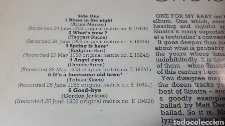 Discos de vinilo: FRANK SINATRA ONE FOR MY BABY - Foto 3