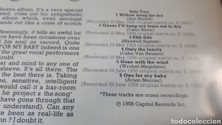 Discos de vinilo: FRANK SINATRA ONE FOR MY BABY - Foto 4