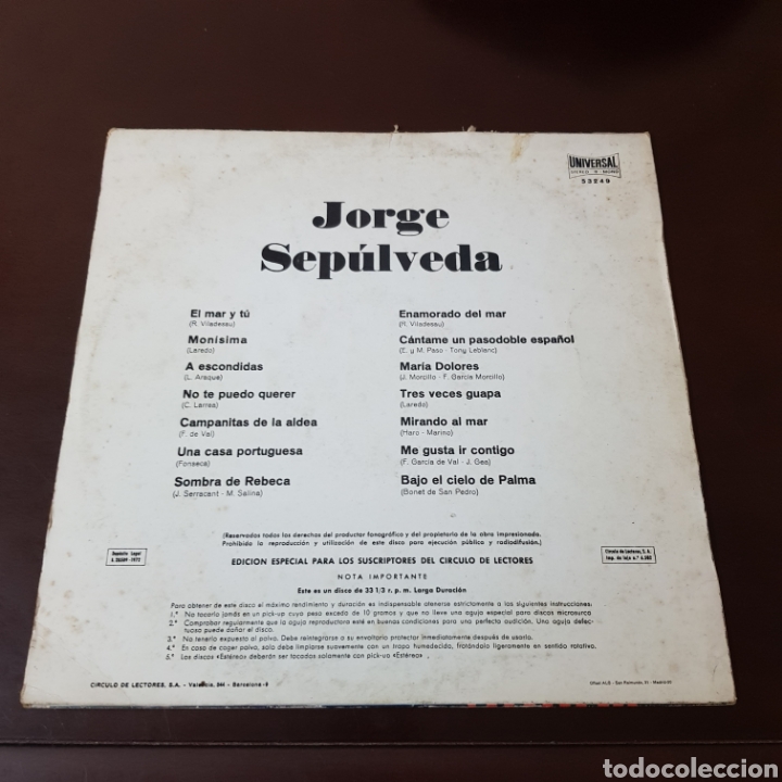 Discos de vinilo: JORGE SEPULVEDA 1972 - Foto 2