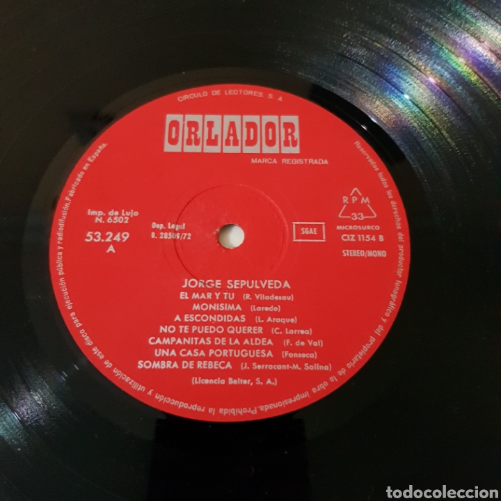 Discos de vinilo: JORGE SEPULVEDA 1972 - Foto 3