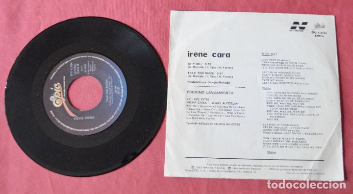 Discos de vinilo: IRENE CARA - WHY ME ? - TALK TOO MUCH - Foto 2