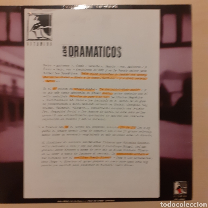 Discos de vinilo: Los Dramaticos. Viento en la cara 1990 EDL 80009 - Foto 3