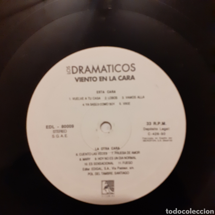 Discos de vinilo: Los Dramaticos. Viento en la cara 1990 EDL 80009 - Foto 6