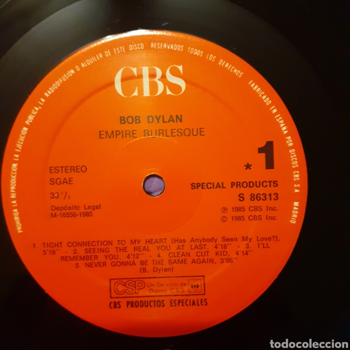 Discos de vinilo: Bob Dylan. Empire Burlesque 1985 CBS Esp. (Sin car&aacute;tula) - Foto 3
