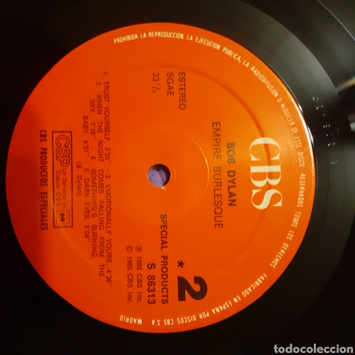 Discos de vinilo: Bob Dylan. Empire Burlesque 1985 CBS Esp. (Sin car&aacute;tula) - Foto 4