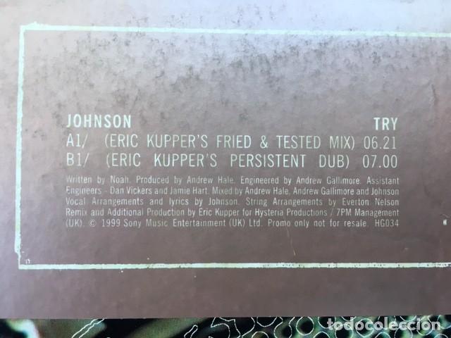 Discos de vinilo: JOHNSON TRY . REMIXES BY ERIC KUPPER . EDICI&Oacute;N INGLESA DE 1999 - Foto 3