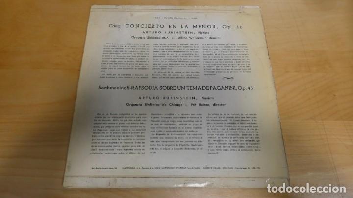 Discos de vinilo: RUBINSTEIN . GRIEG . CONCIERTO EN LA MENOR . - Foto 2