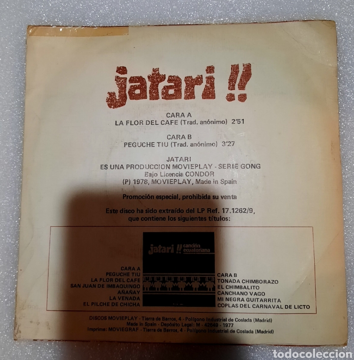 Discos de vinilo: Jatari - flor del cafe - Foto 2