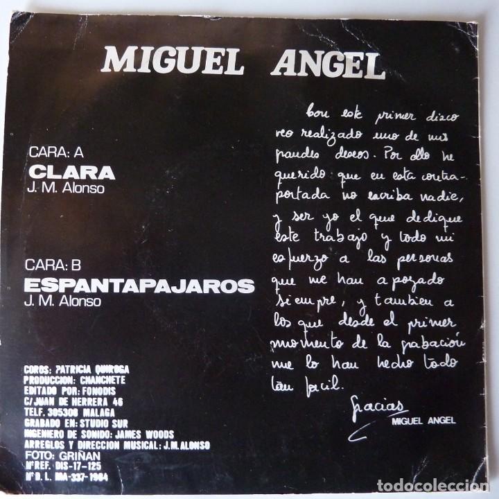 Discos de vinilo: MIGUEL ANGEL // CLARA // 1984 // SINGLE - Foto 2