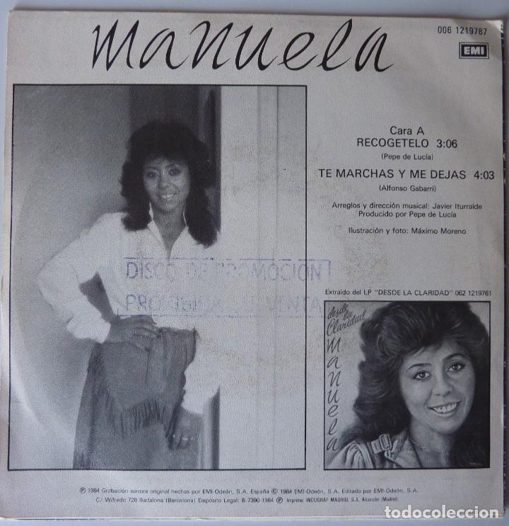 Discos de vinilo: MANUELA // RECOGETELO // PROMO // 1984 // SINGLE - Foto 2