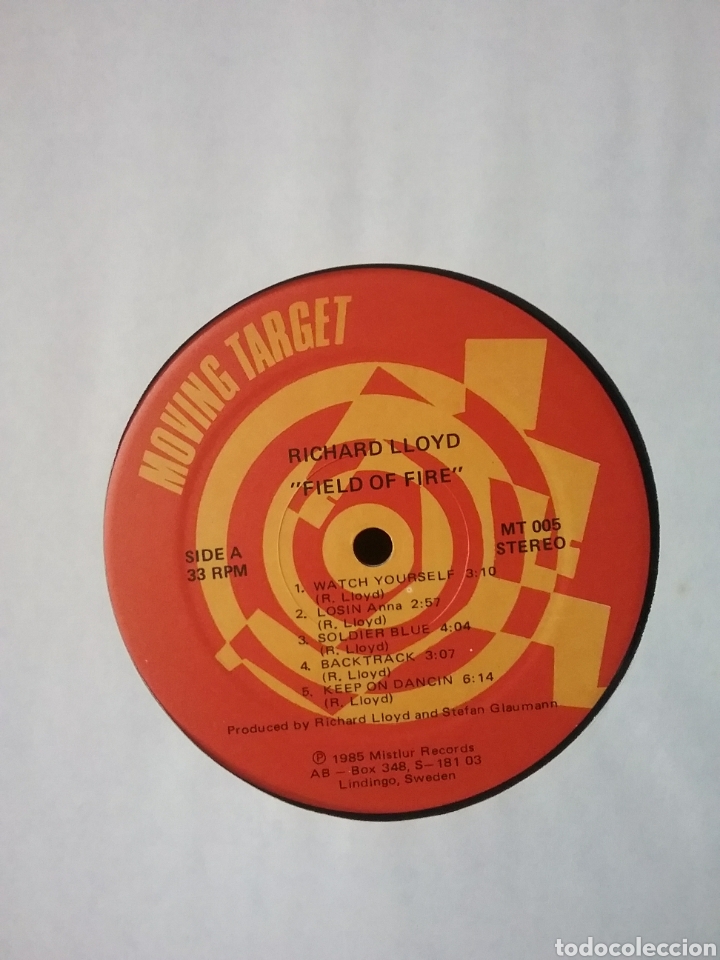 Discos de vinilo: RICHARD LLOYD 1986 MOVING TARGET EX TELEVISION. - Foto 3