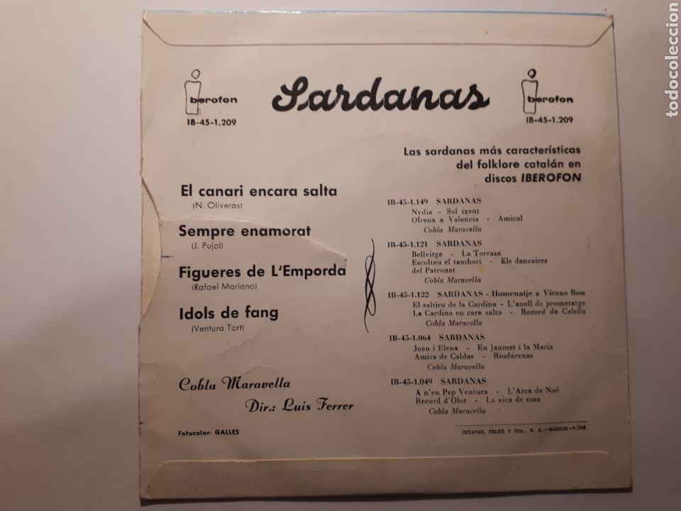 Discos de vinilo: SARDANES. COBLA MARAVELLA. MAXI SINGLE - Foto 2