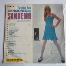 Discos de vinilo: TODAS LAS CANCIONES DE SANREMO EN ESPAÑOL VOLUMEN 2 BELTER 1967 LP DE VINILO. Lote 223404497