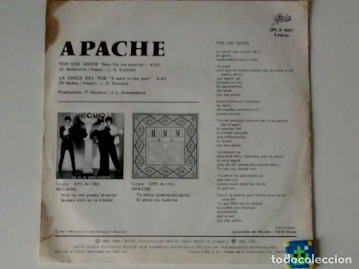 Discos de vinilo: APACHE. - POR ESO ADIOS. (Vinilo 45 rpm) - Foto 3