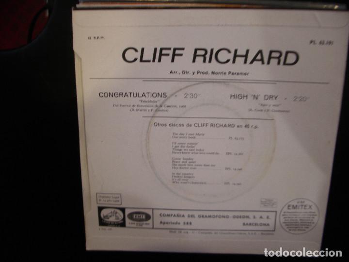Discos de vinilo: CLIFF RICHARD- CONGRATULATIONS. SINGLE. - Foto 2