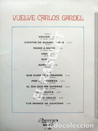 Discos de vinilo: LP - CARLOS GARDEL - VUELVE - - Foto 2