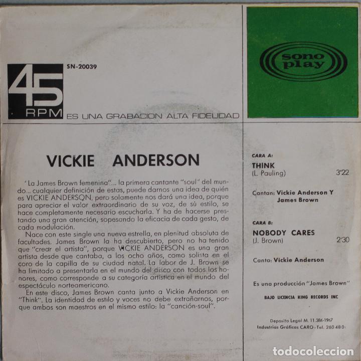 Discos de vinilo: VICKIE ANDERSON// THINK// 1967// SINGLE// SONOPLAY - Foto 2