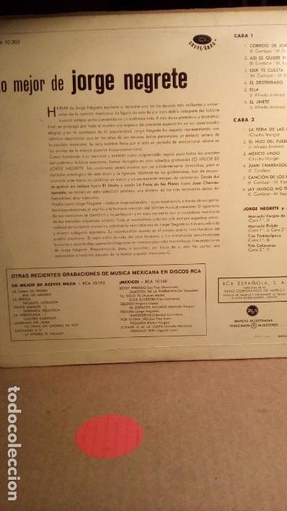 Discos de vinilo: JORGE NEGRETE - LO MEJOR . - Foto 3