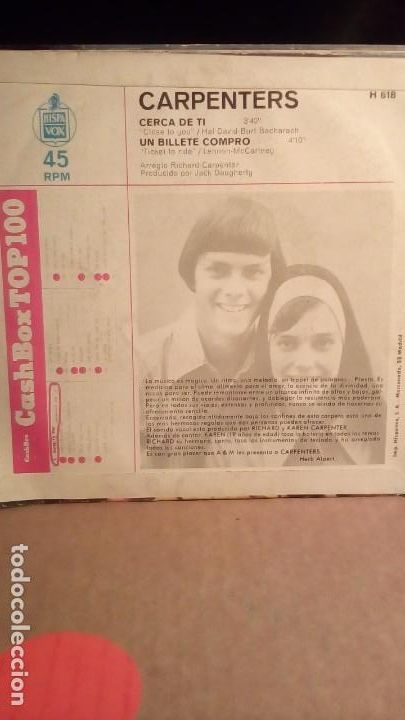 Discos de vinilo: CARPENTERS - CLOSE TO YOU . - Foto 3