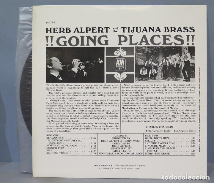 Discos de vinilo: LP. HERB ALPERT & TIJUANA BRASS. GOING PLACES - Foto 2