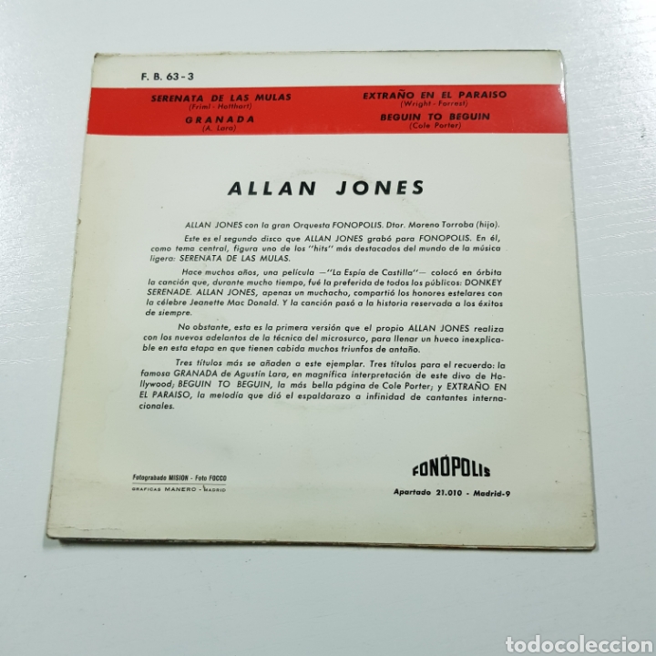 Discos de vinilo: ALLAN JONES - SERENATA DE LASMULAS - Foto 2