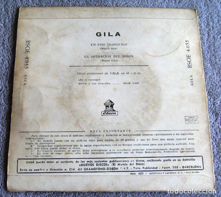 Discos de vinilo: GILA - SINGLE - UN PISO TRANQUILO + 1 - A&Ntilde;O 1958 - Foto 6