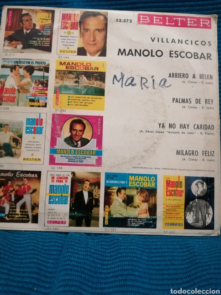 Discos de vinilo: MANOLO ESCOBAR VILLANCICOS - Foto 2