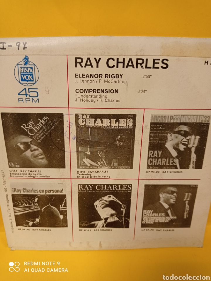 Discos de vinilo: RAY CHARLES / ELEANOR RIGBY / COMPRENSION (SINGLE 1968) - Foto 2