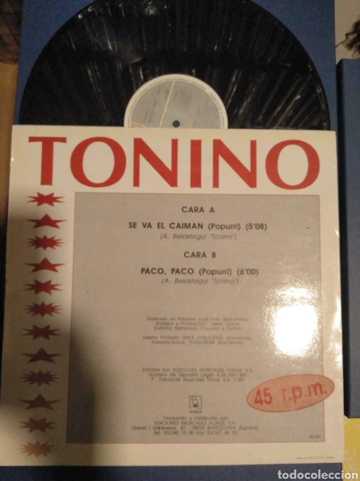 Discos de vinilo: Tonino holiday rumba Maxi - Foto 2