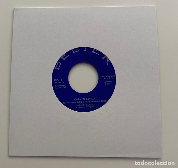 Discos de vinilo: CARMEN SEVILLA-CARI&Ntilde;O TRIANERO/SEVILLANAS EN LA FERIA//SINGLE 1967 BELTER 07-341,ESPA&Ntilde;A.