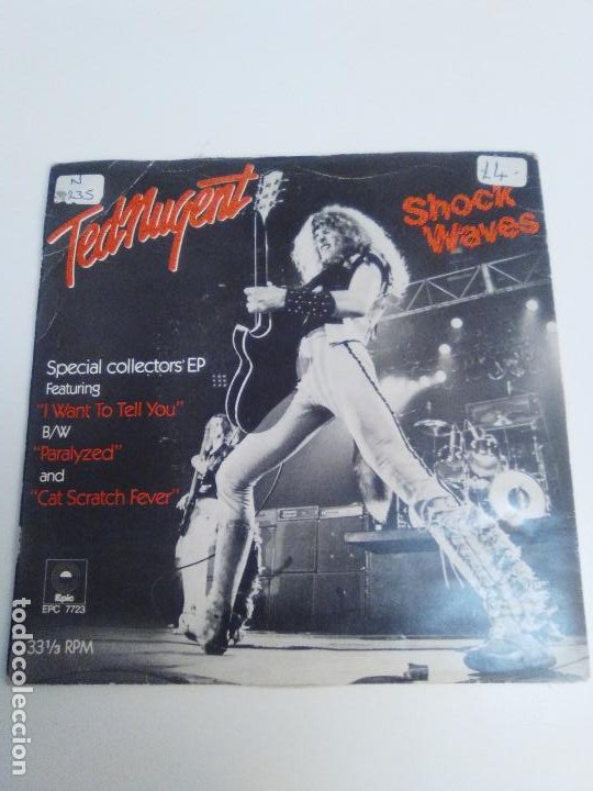 Discos de vinilo: TED NUGENT Shock waves I want to tell you / Paralyzed / Cat scratch fever ( 1979 EPIC UK ) BEATLES - Foto 1 - 224720215