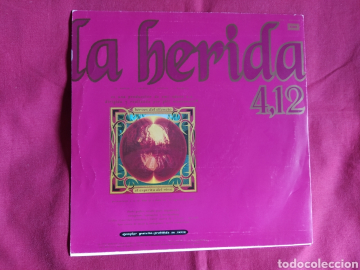 Discos de vinilo: H&eacute;roes del silencio / La Herida / Single 1 edici&oacute;n / Bunbury - Foto 2